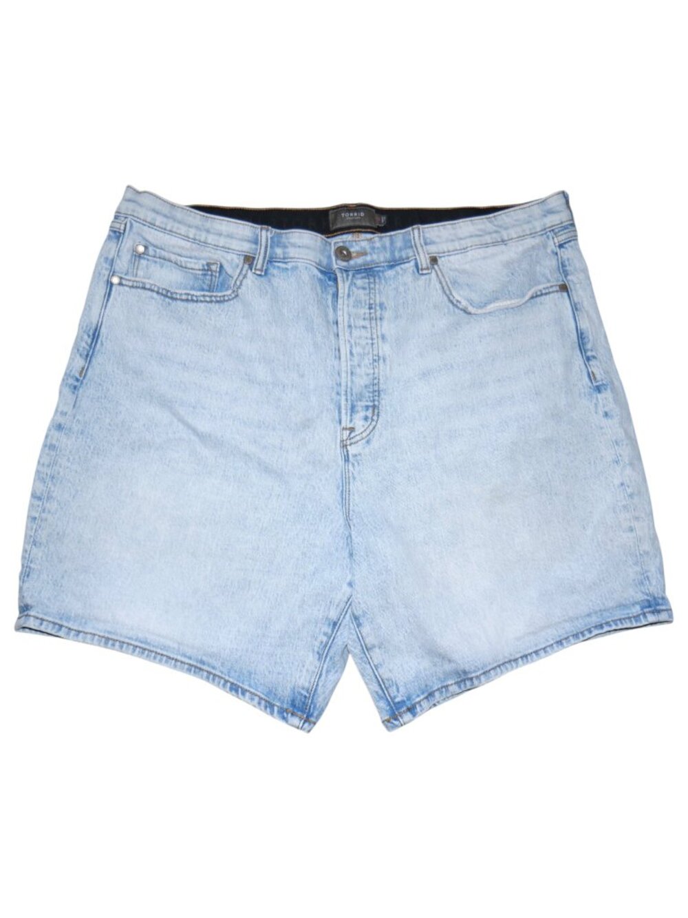 Torrid Feel The Fit Button Fly Jean Shorts Womens Size 18 Stretch Light Wash EUC